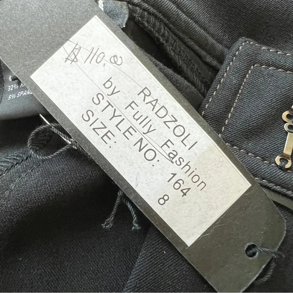 RADZOLI Wide Leg Black Trousers Top Stitch Leather-like Trim Accents Size 8 NWT - Picture 8 of 12